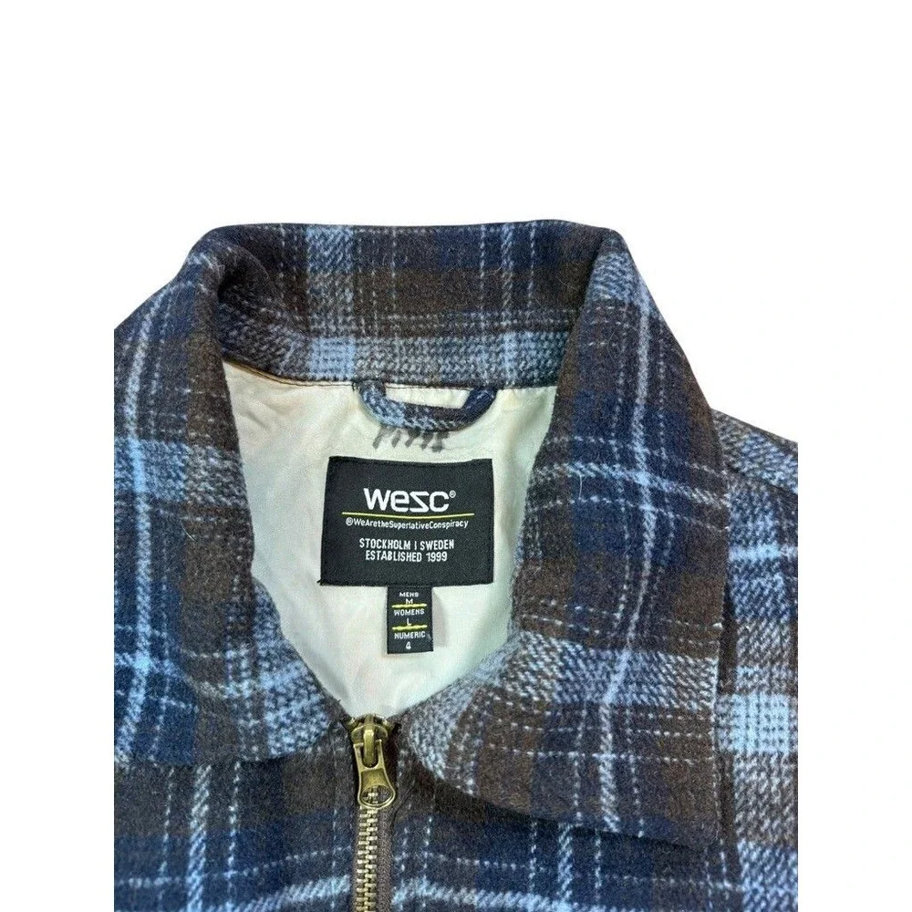 WeSC James Waist Coat Mens Size Medium Womens Large Shadow Check Lined Jacket